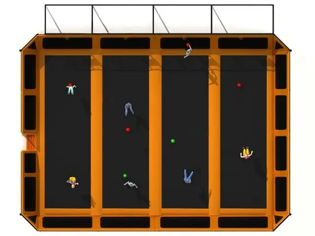 Parque de trampolines · 18 × 12 × 4 m
