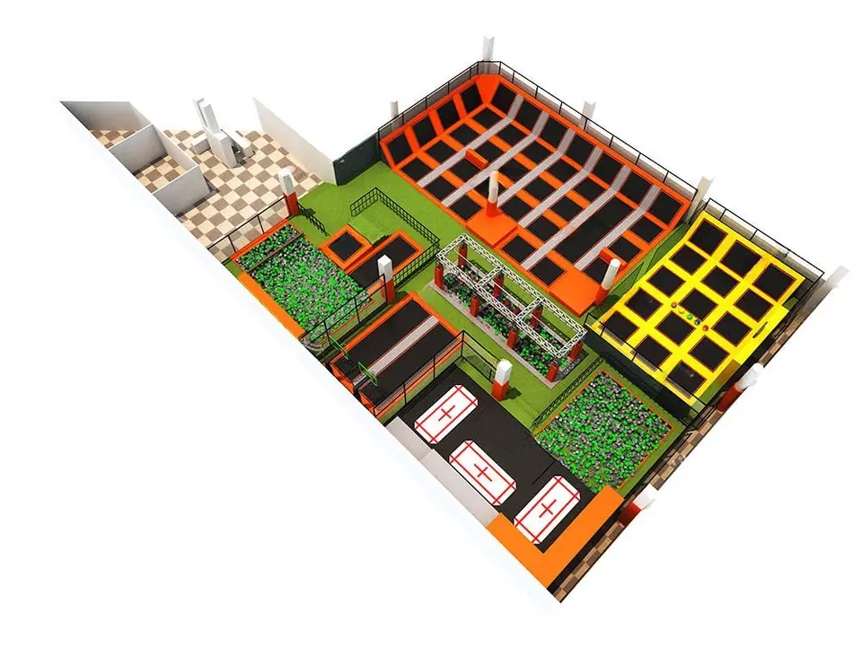 Parque de trampolines interior · 26 × 26 × 5.2 m