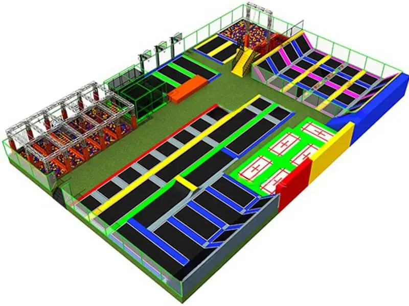 Parque de trampolines interior · 42 × 26 × 5.5 m