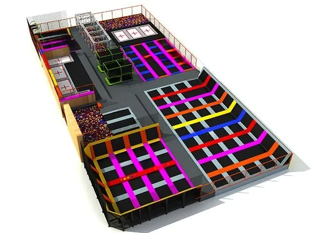 Parque de trampolines · 55 × 26.6 × 5 m