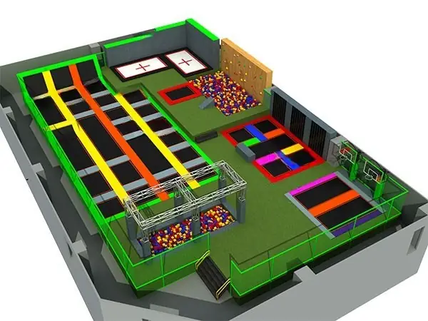 Parque de trampolines interior · 17.95 × 27.65 × 5.5 m