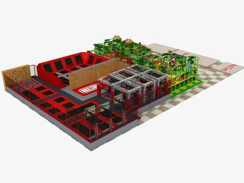 Parque de trampolines interior · 24 × 40 × 5 m · Modelo 0307