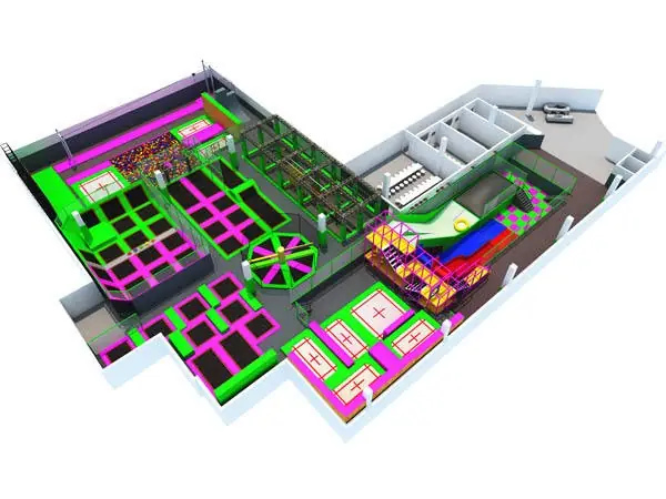 Parque de trampolines interior · 51 × 46 × 7 m