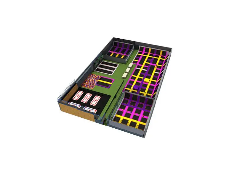 Parque de trampolines · 39.8 × 24.8 × 5.4 m