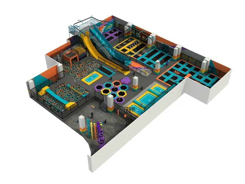 Parque de trampolines · 52 × 50 × 6.5 m