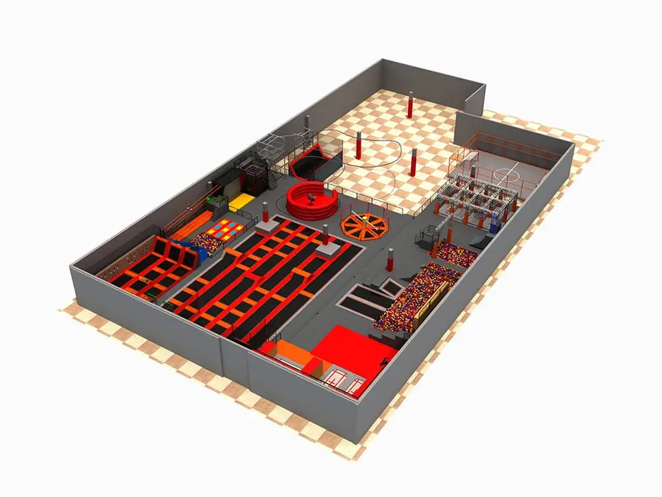 Parque de trampolines con piscina de espuma · Modelo 0354