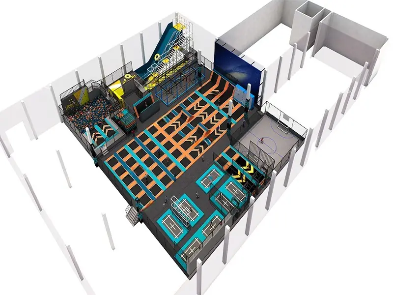 Parque de trampolines interior · 36.2 × 42 m