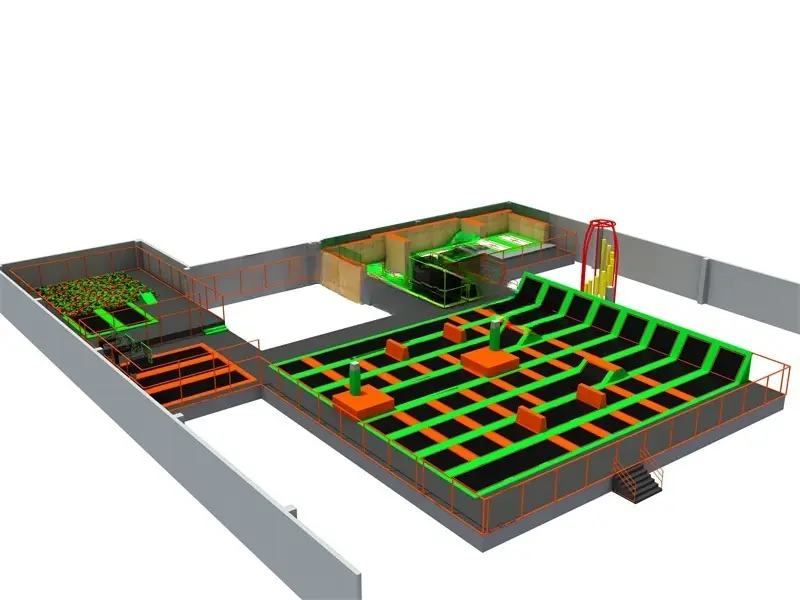 Parque de trampolines · 4.9 × 4.7 × 0.6 m