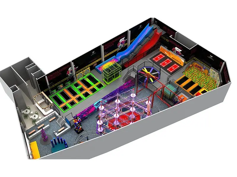 Parque de trampolines · 55 × 33 × 7.8 m