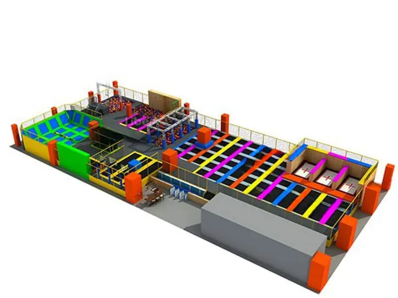 Parque de trampolines interior · 53.5 × 24 × 5.5 m · Modelo 0384