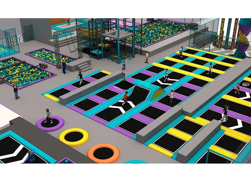 Parque de trampolines interior · 52 × 33 m