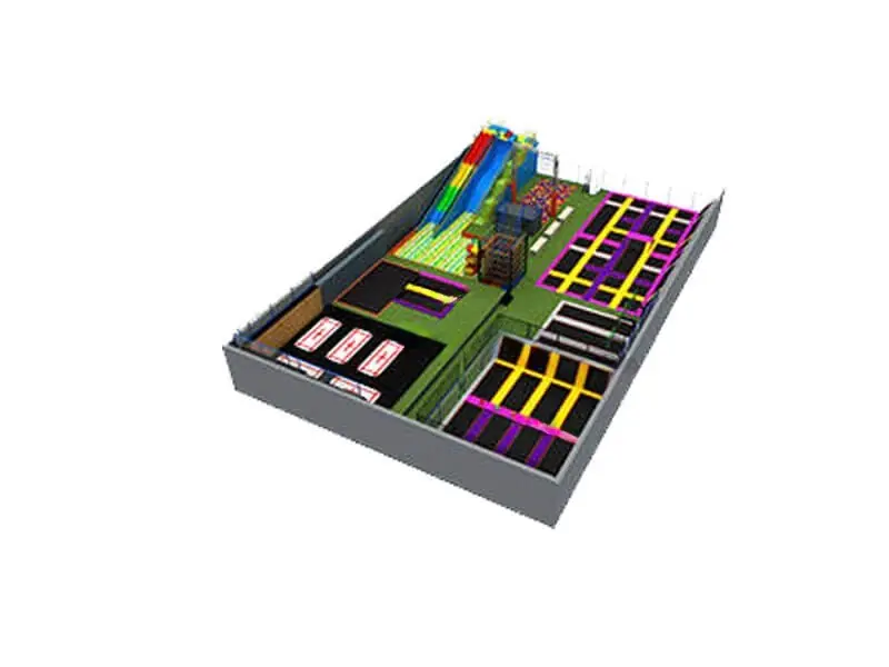 Parque de trampolines interior · 39.8 × 24.8 × 8 m