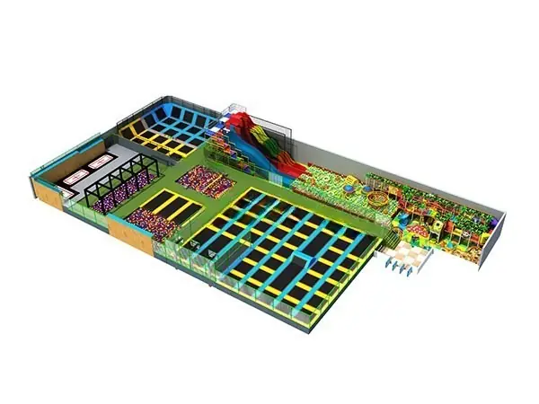 Parque de trampolines interior · 60 × 30 × 6.5 m