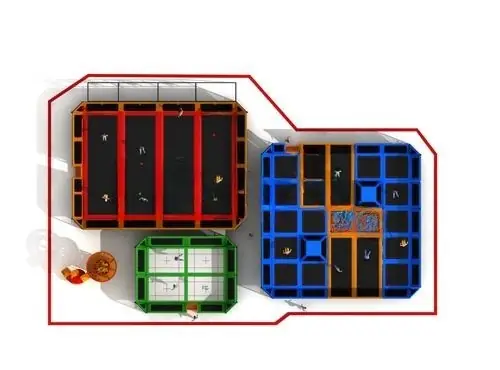 Parque de trampolines interior · 35 × 30 × 5.5 m