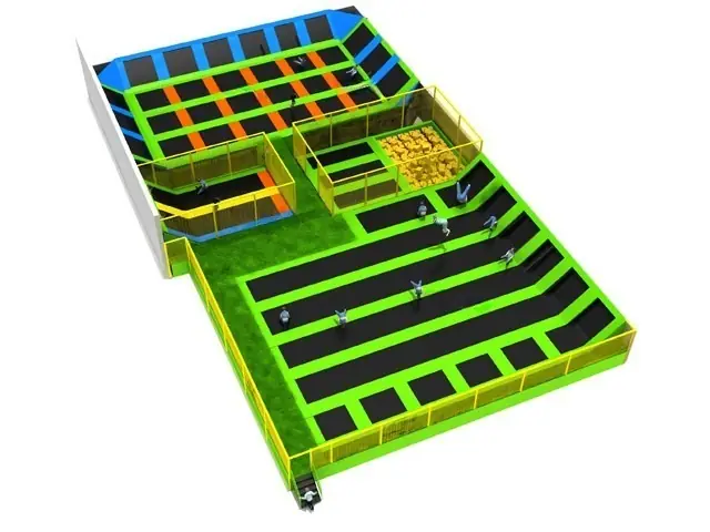 Parque de trampolines interior · 1.87 × 3.06 × 0.45 m