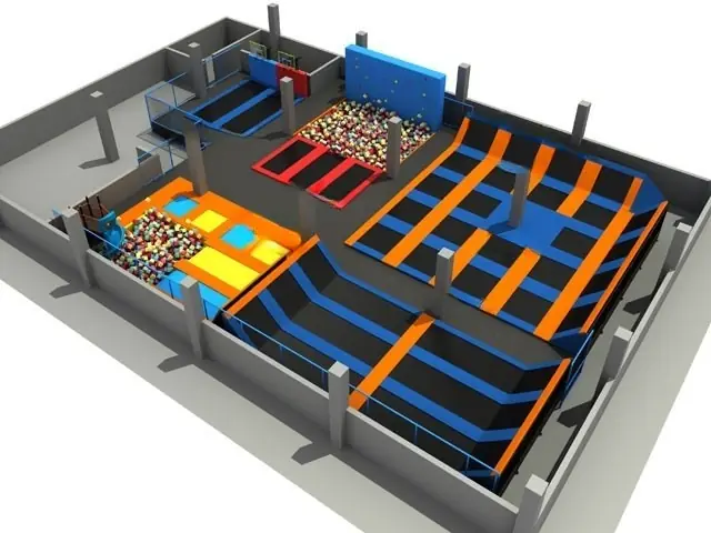 Parque de trampolines interior · 24 × 32 × 5 m