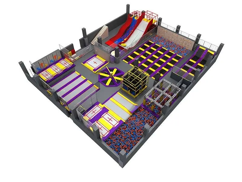 Parque de trampolines interior · 34 × 31.7 × 7 m